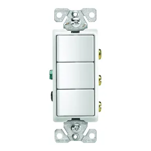 Eaton Wiring Devices 7700 7729W-BOX Combination Switch, 15 A, 120/277 V, SPST, Lead Wire Terminal, White