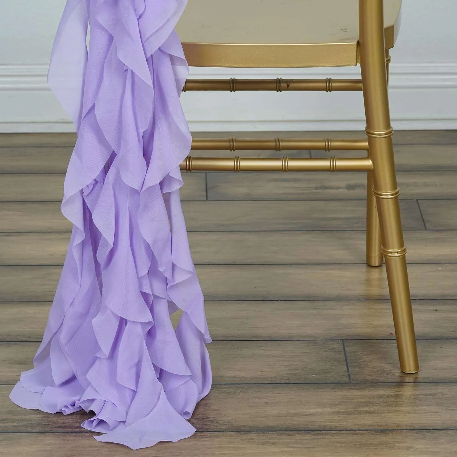 1 Set Lavender Lilac Chiffon Hoods With Ruffles Willow Chair Sashes