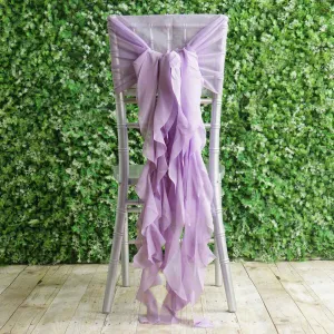 1 Set Lavender Lilac Chiffon Hoods With Ruffles Willow Chair Sashes