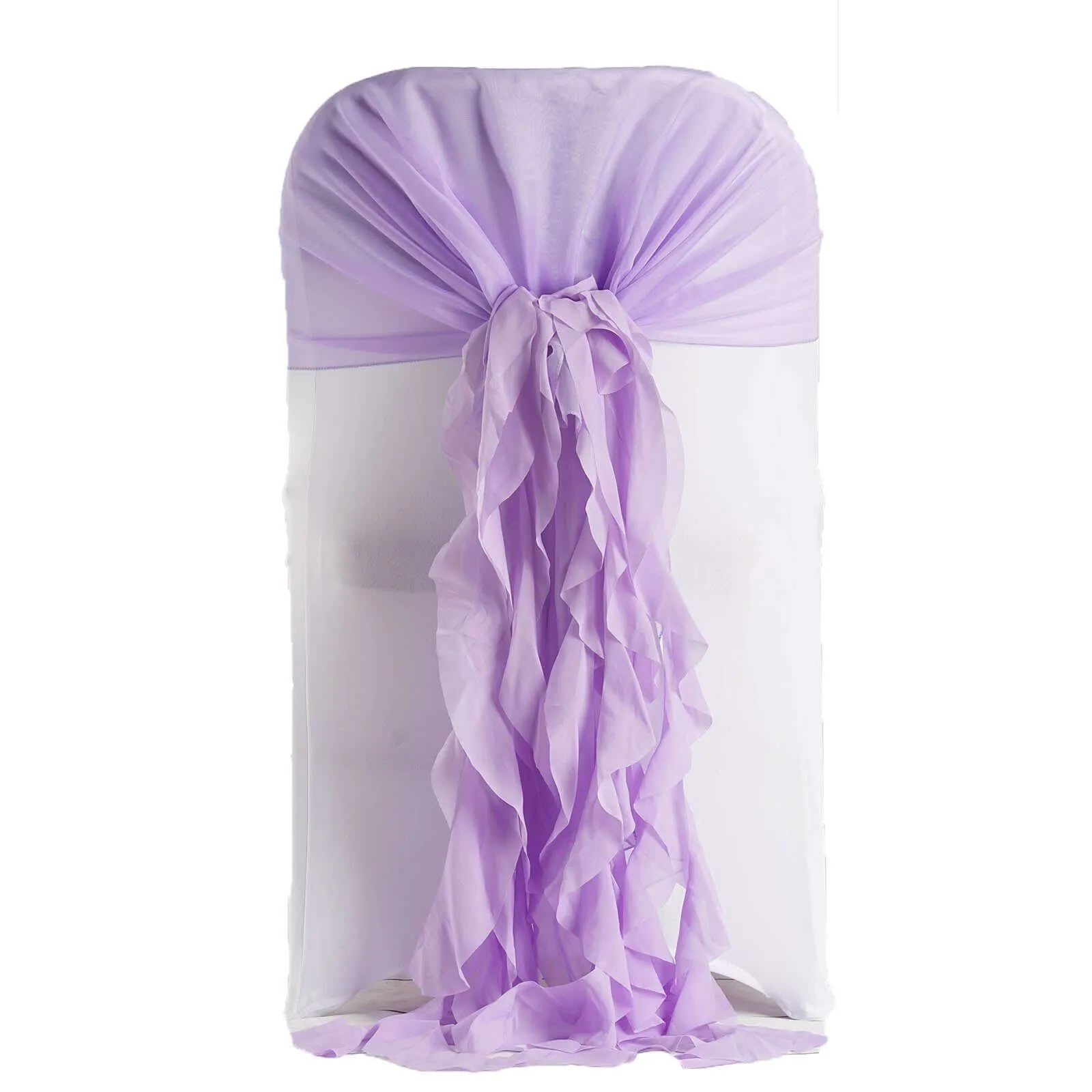 1 Set Lavender Lilac Chiffon Hoods With Ruffles Willow Chair Sashes