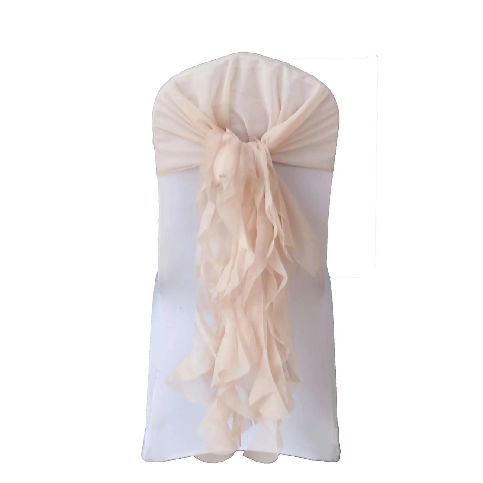 1 Set Nude Chiffon Hoods With Ruffles Willow Chiffon Chair Sashes