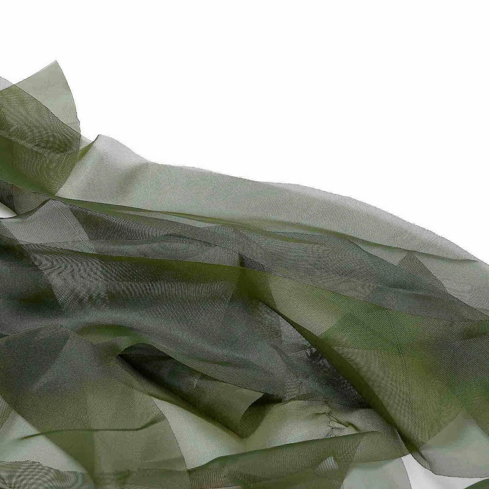 1 Set Olive Green Chiffon Hoods With Ruffles Willow Chair Sashes