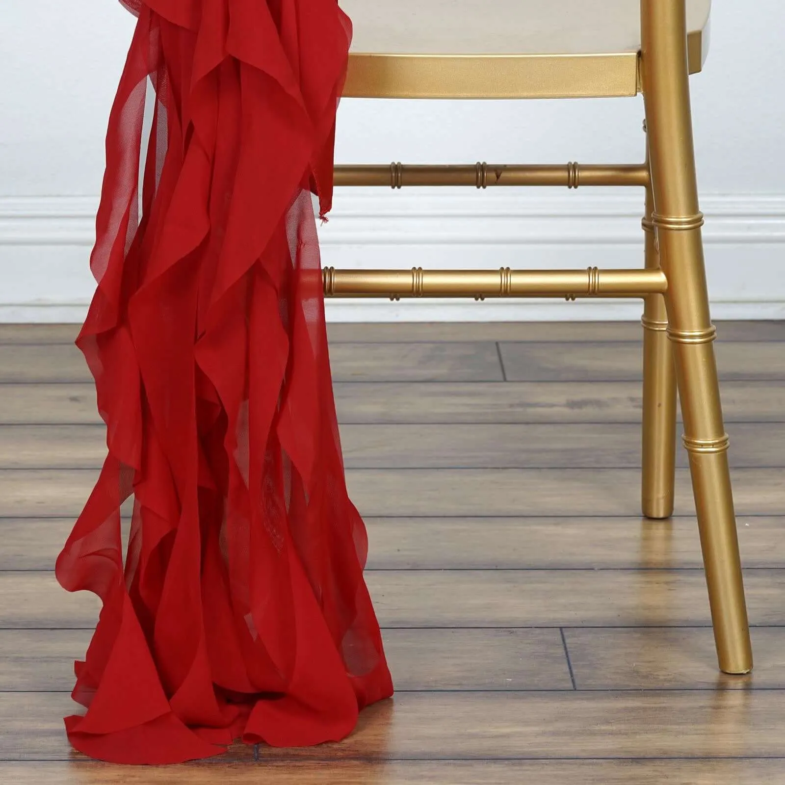 1 Set Red Chiffon Hoods With Ruffles Willow Chair Sashes