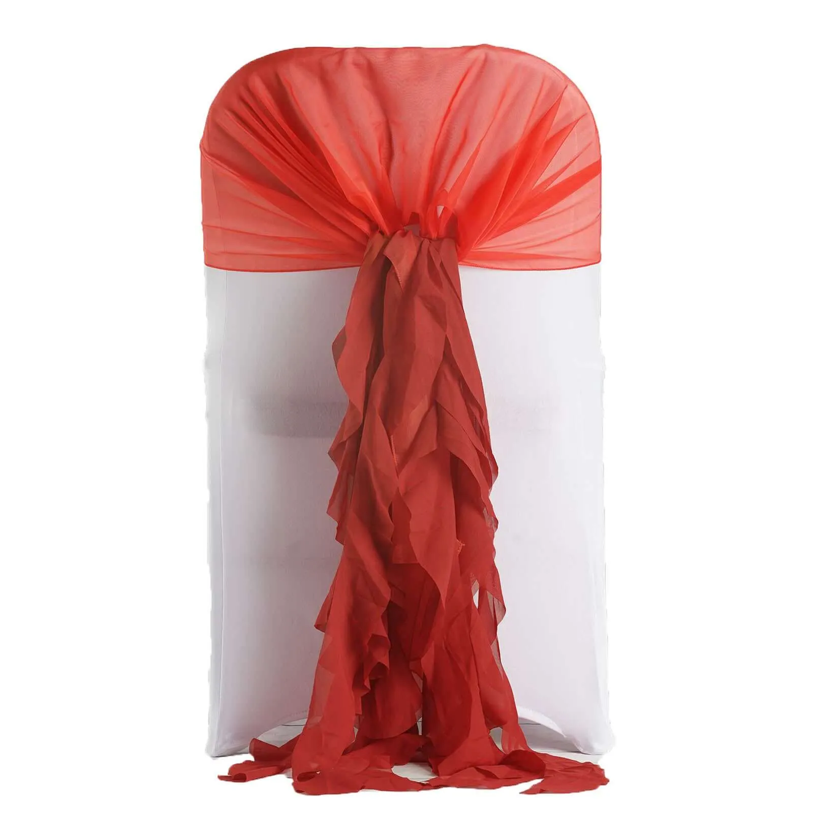 1 Set Red Chiffon Hoods With Ruffles Willow Chair Sashes