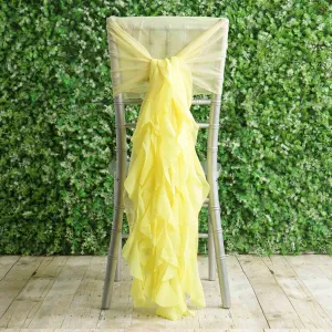 1 Set Yellow Chiffon Hoods With Ruffles Willow Chair Sashes