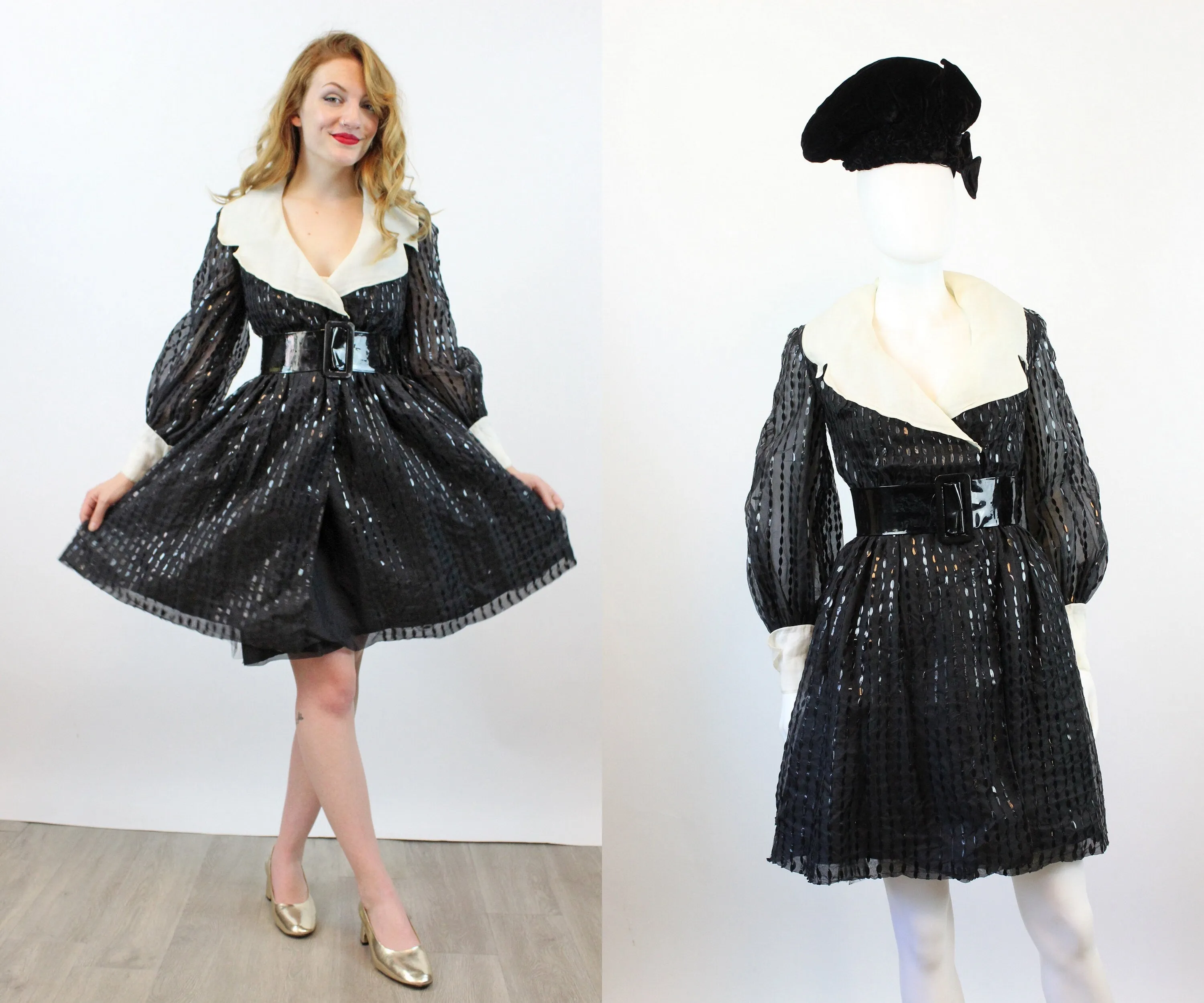 1960s SILK ORGANZA paillette sequin wrap dress xs | new winter