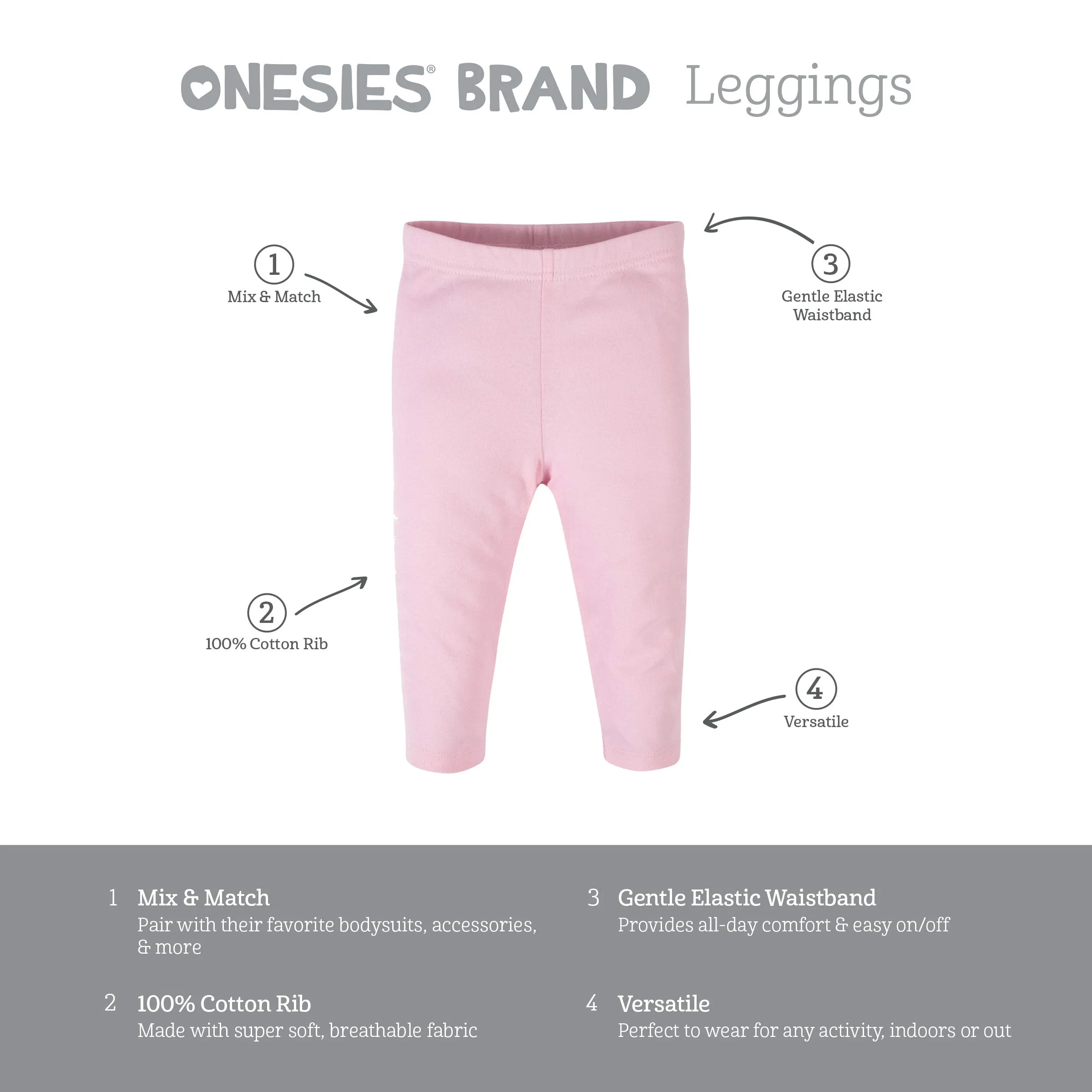 4-Pack Baby Girls Pastel Pants