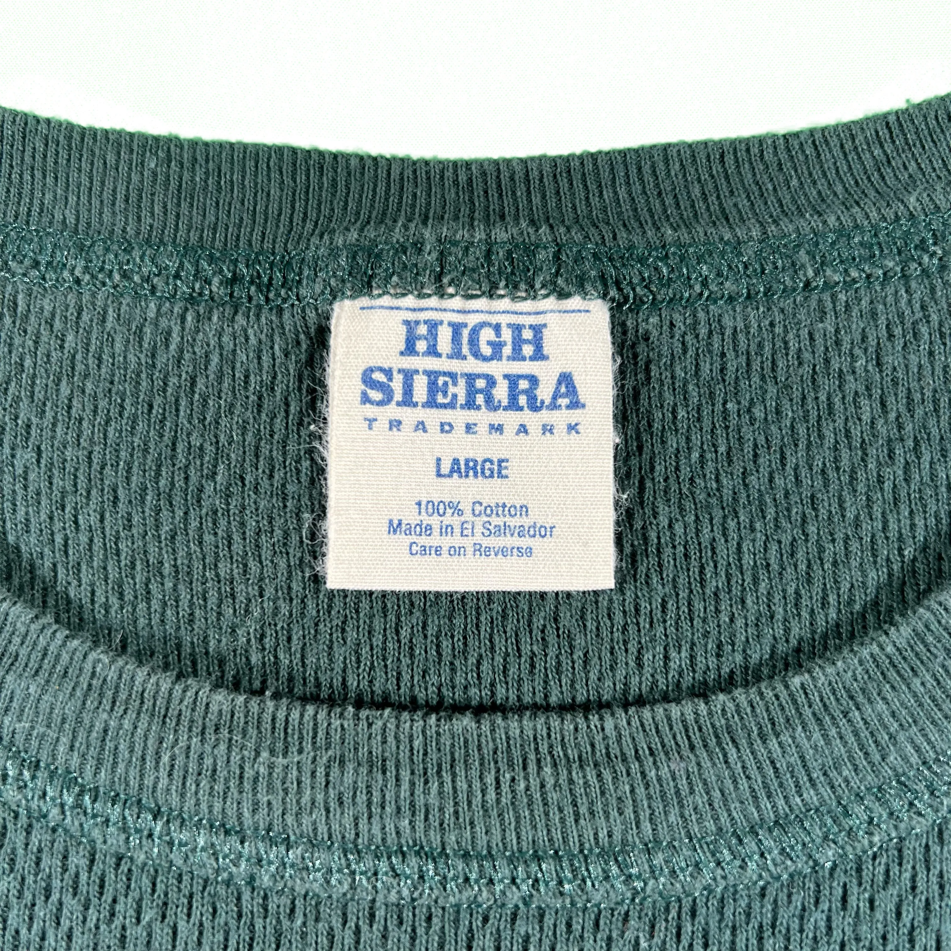 90s 100% Cotton Forest Green Waffle Knit Thermal- L