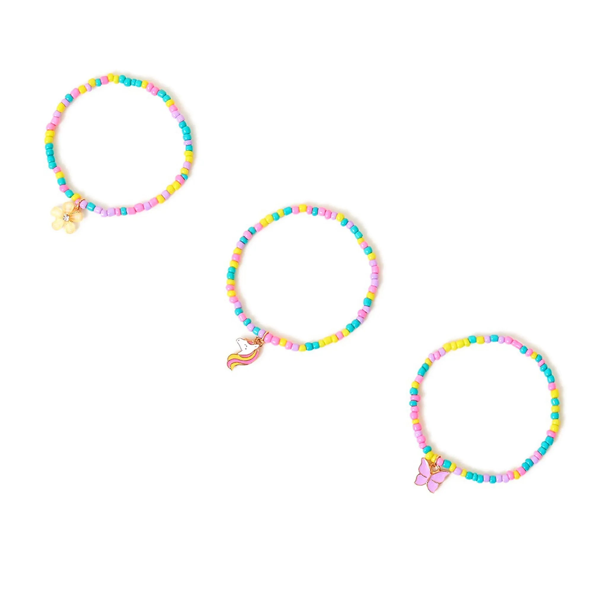 Accessorize London Girl's Beaded Charm Bracelets Set Of Three