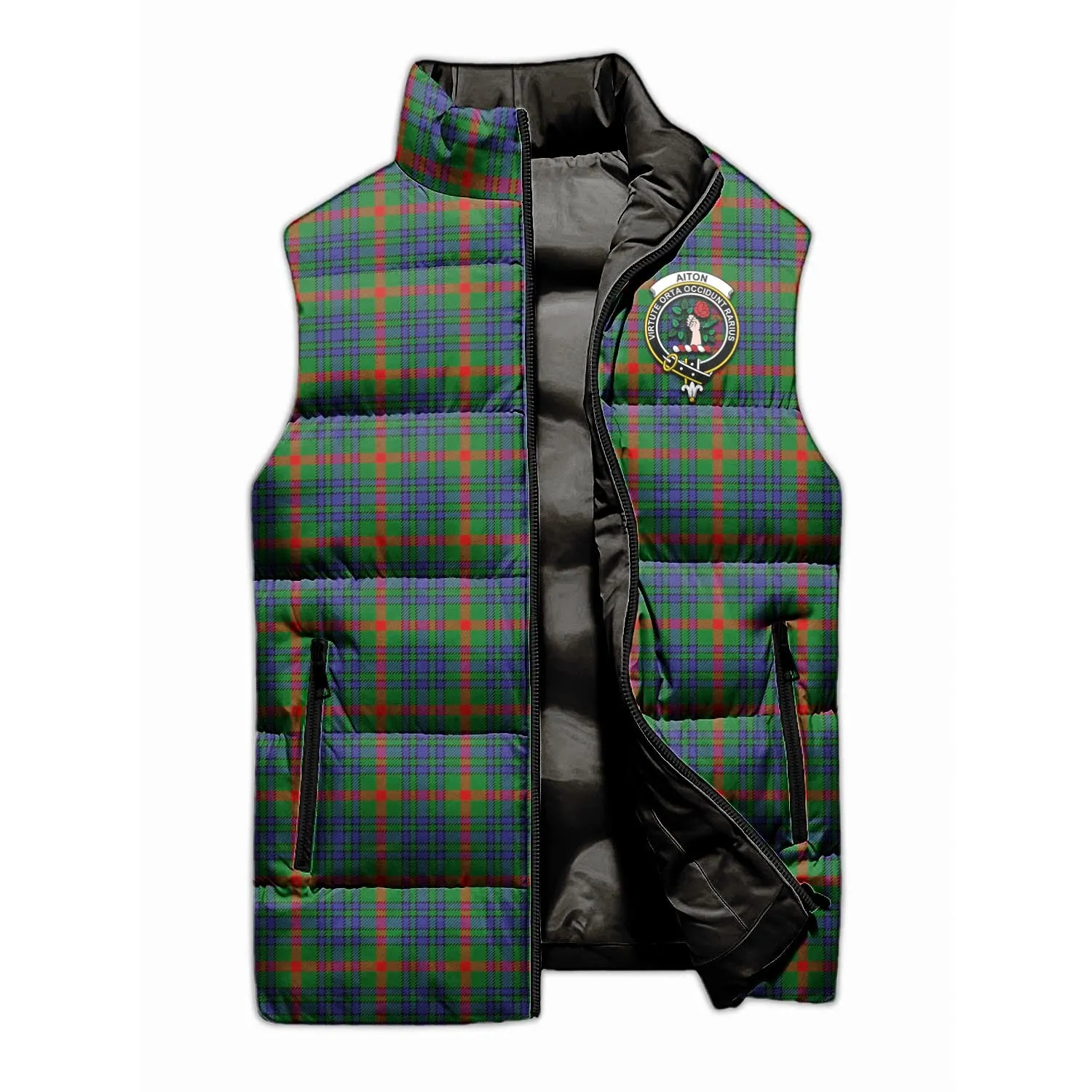 Aiton Tartan Sleeveless Puffer Jacket with Family Crest