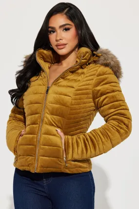 Always Ready Velvet Puffer Jacket - Gold