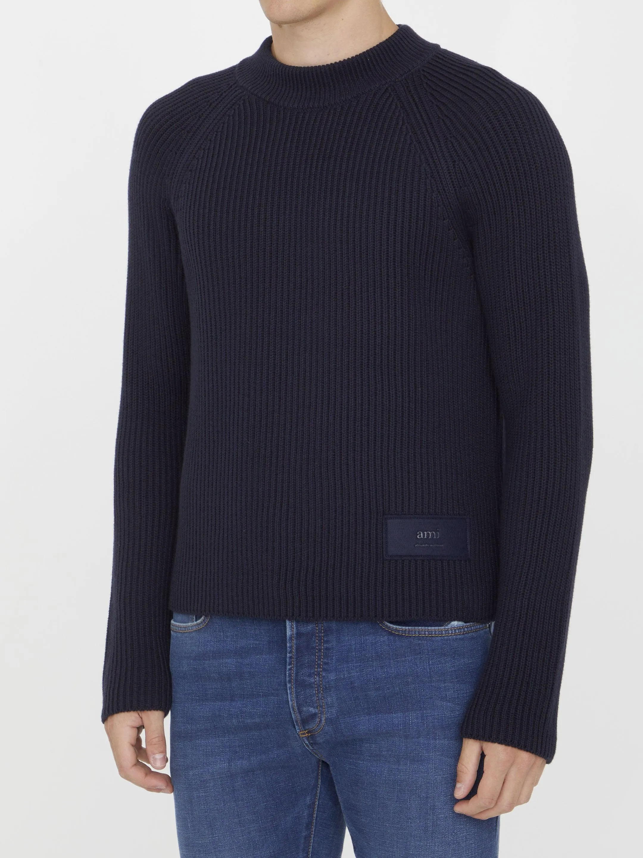 Ami Paris Blue Jumper With Patch