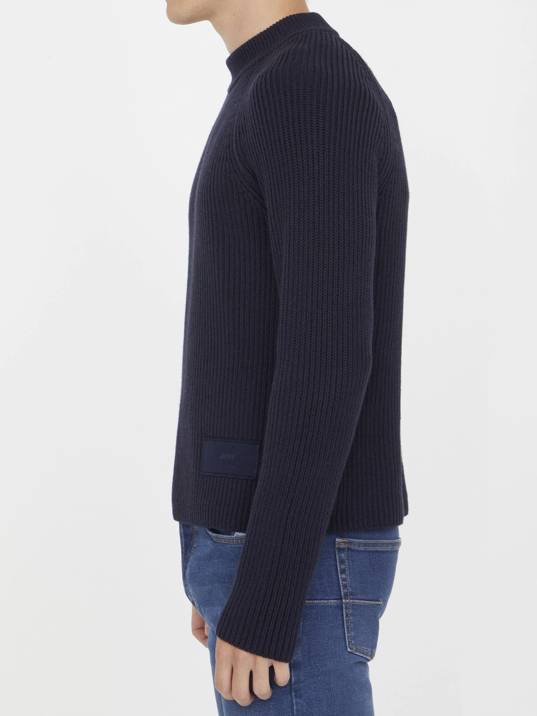 Ami Paris Blue Jumper With Patch