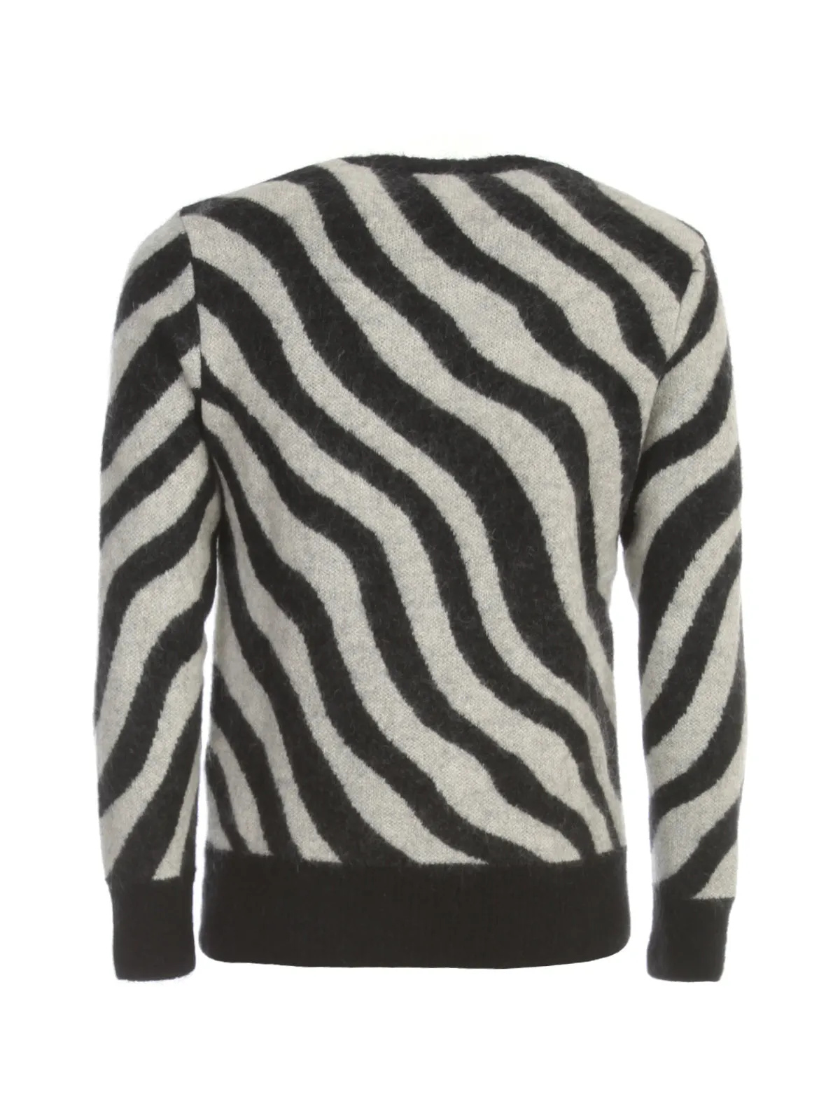 AMI Zebra Pattern Intarsia Crewneck Jumper