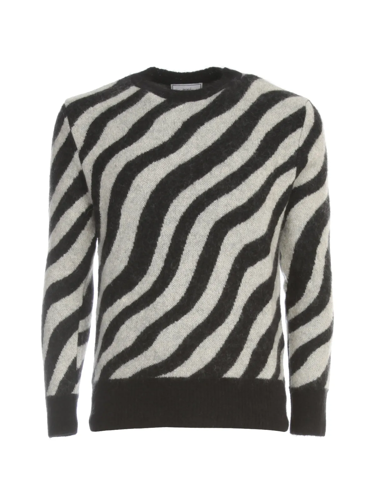 AMI Zebra Pattern Intarsia Crewneck Jumper