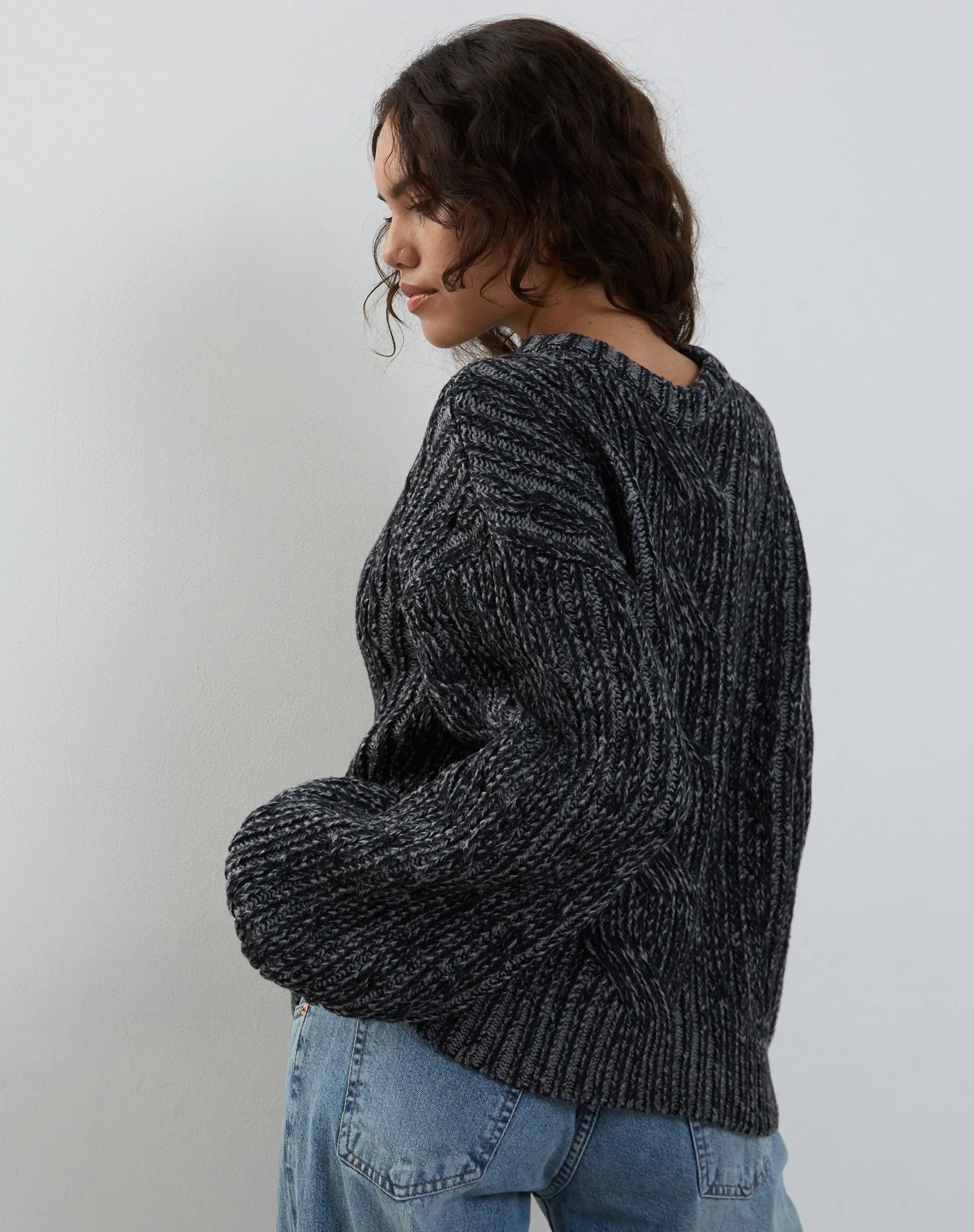 Amieta Knitted Jumper in Shadow Grey