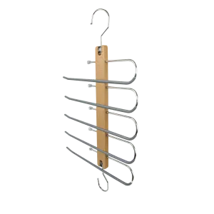 Anti-Slip Wooden Pants Hangers for 5 Pairs With Rotating Hook