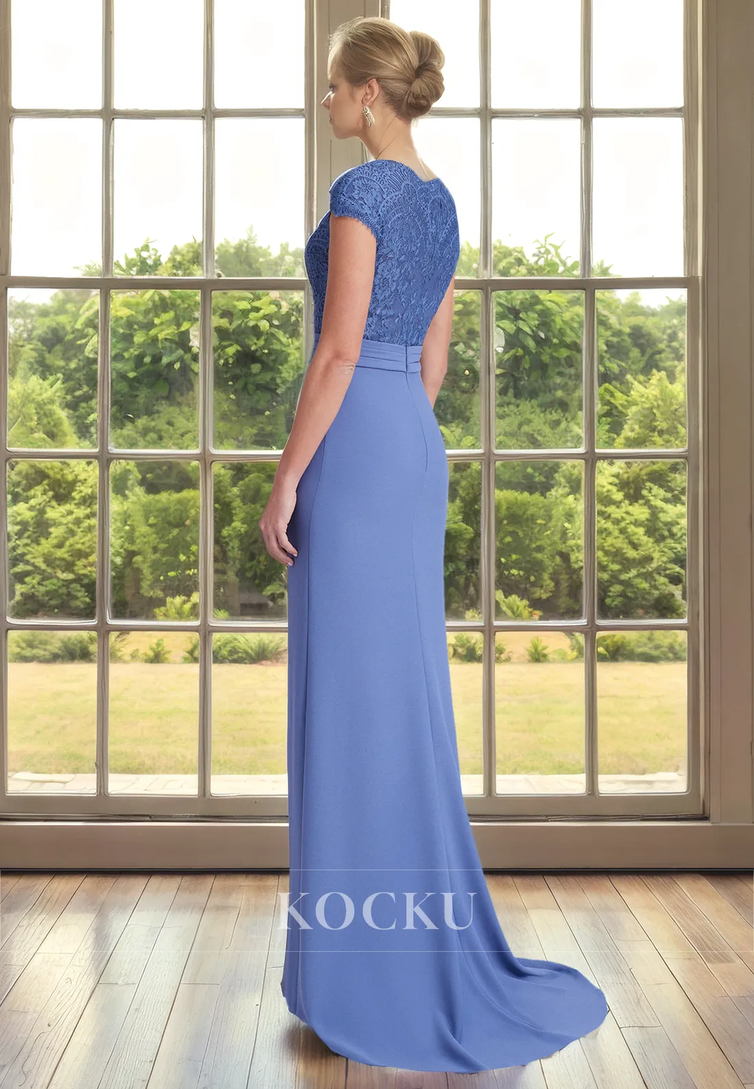 Appliques V-Neck Sleeveless Sheath Chiffon Cocktail Mother of the Bride Dress