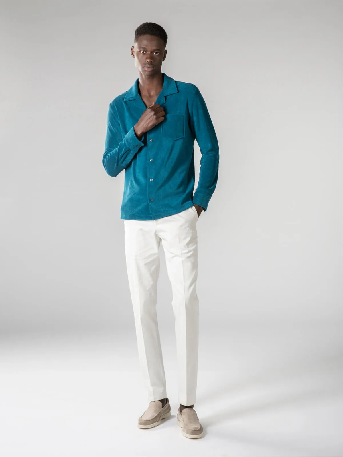 Aquamarine Terry Towelling Resort Shirt