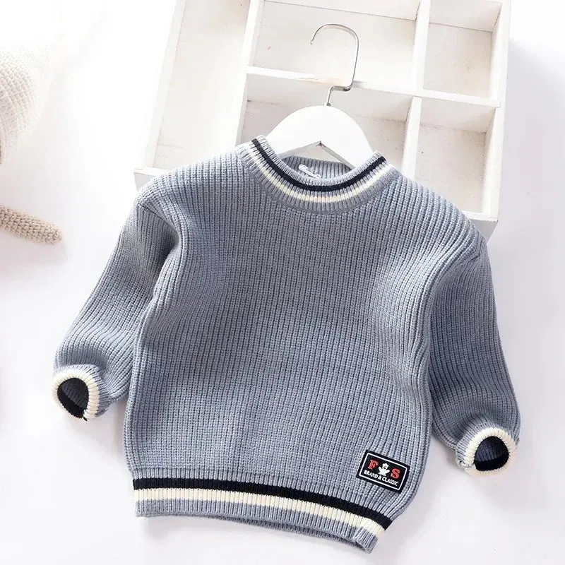 Autumn Winter 2024 Baby Boys Sweater Children knitted Clothes Kids Pullover Jumper Toddler Striped European American Style Boy