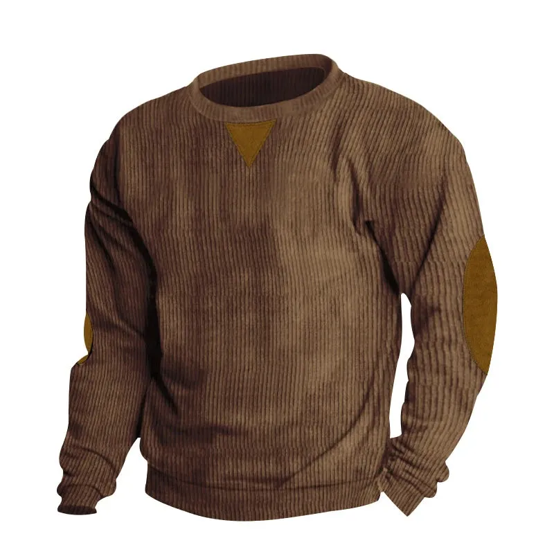 Autumn Winter Men's Corduroy  Long sleeved Sports T-Shirt Wear resistant & Thermal