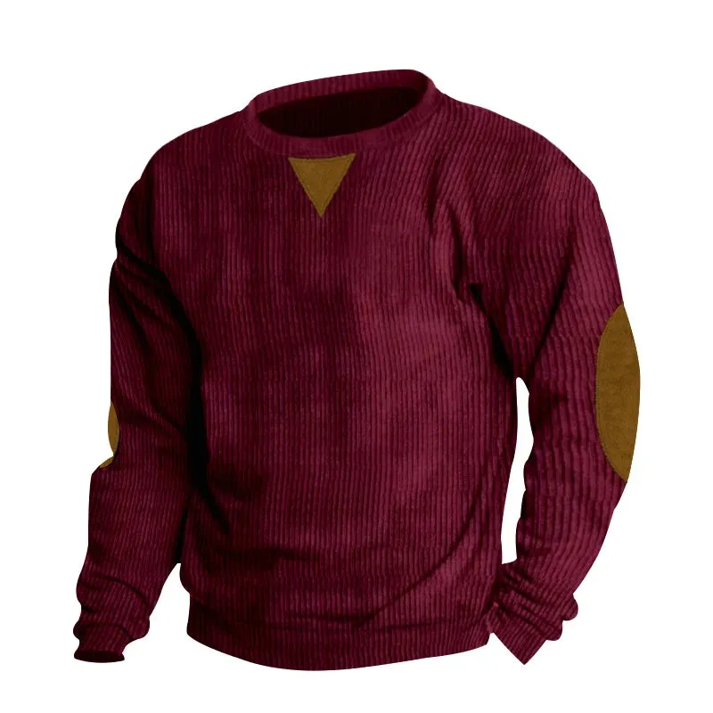 Autumn Winter Men's Corduroy  Long sleeved Sports T-Shirt Wear resistant & Thermal