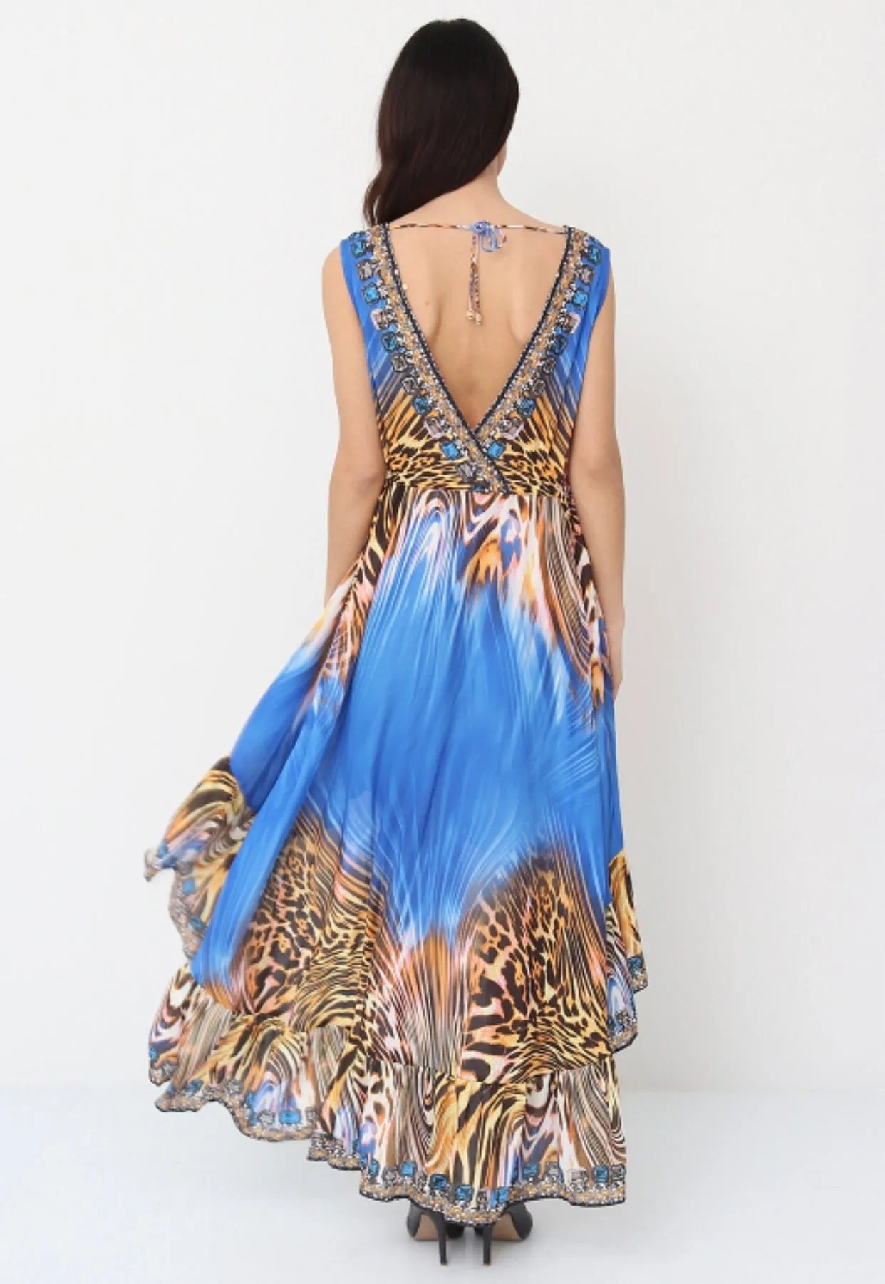 Avery high low print dress