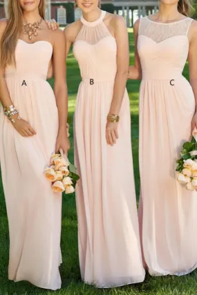 B4309 - Mismatched Pink Sweetheart Ruched Chiffon A-Line Bridesmaid Dress