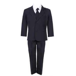 Baby Boys Navy Blue 5 Piece Vest Jacket Pants Special Occasion Suit 3-24M