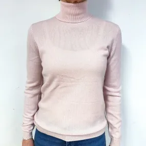 Baby Pink Cashmere Polo Neck Jumper Medium