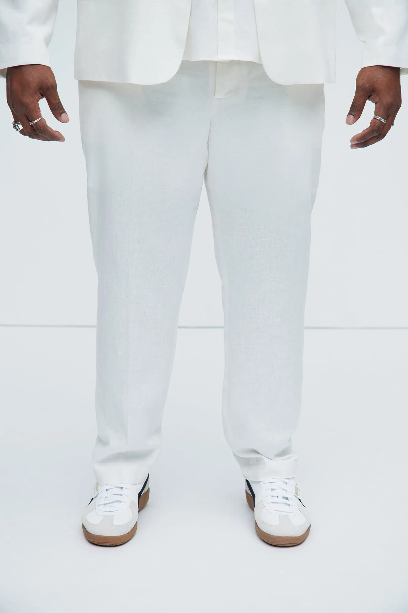 Bahamas Straight Linen Trousers - White