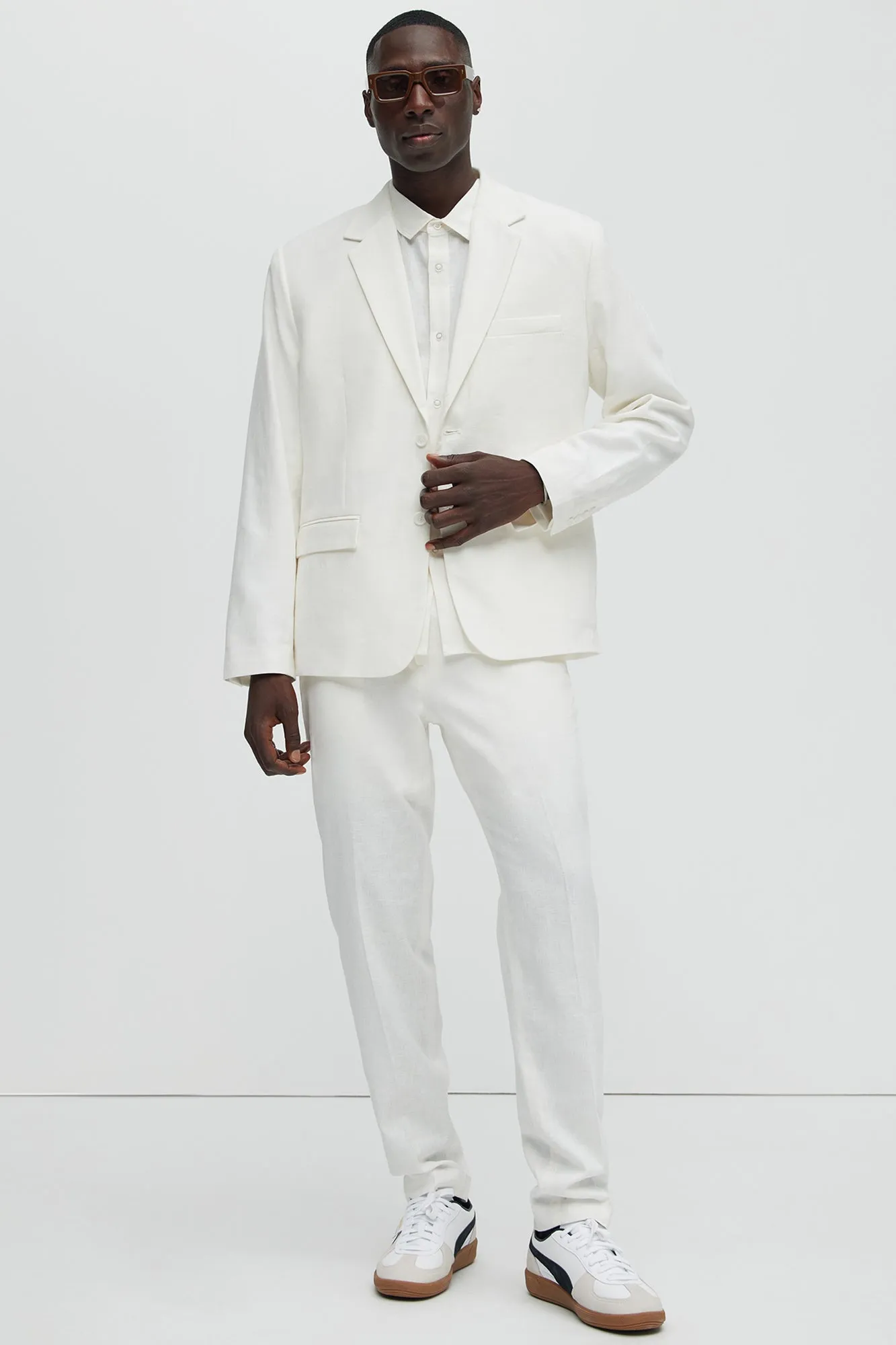 Bahamas Straight Linen Trousers - White