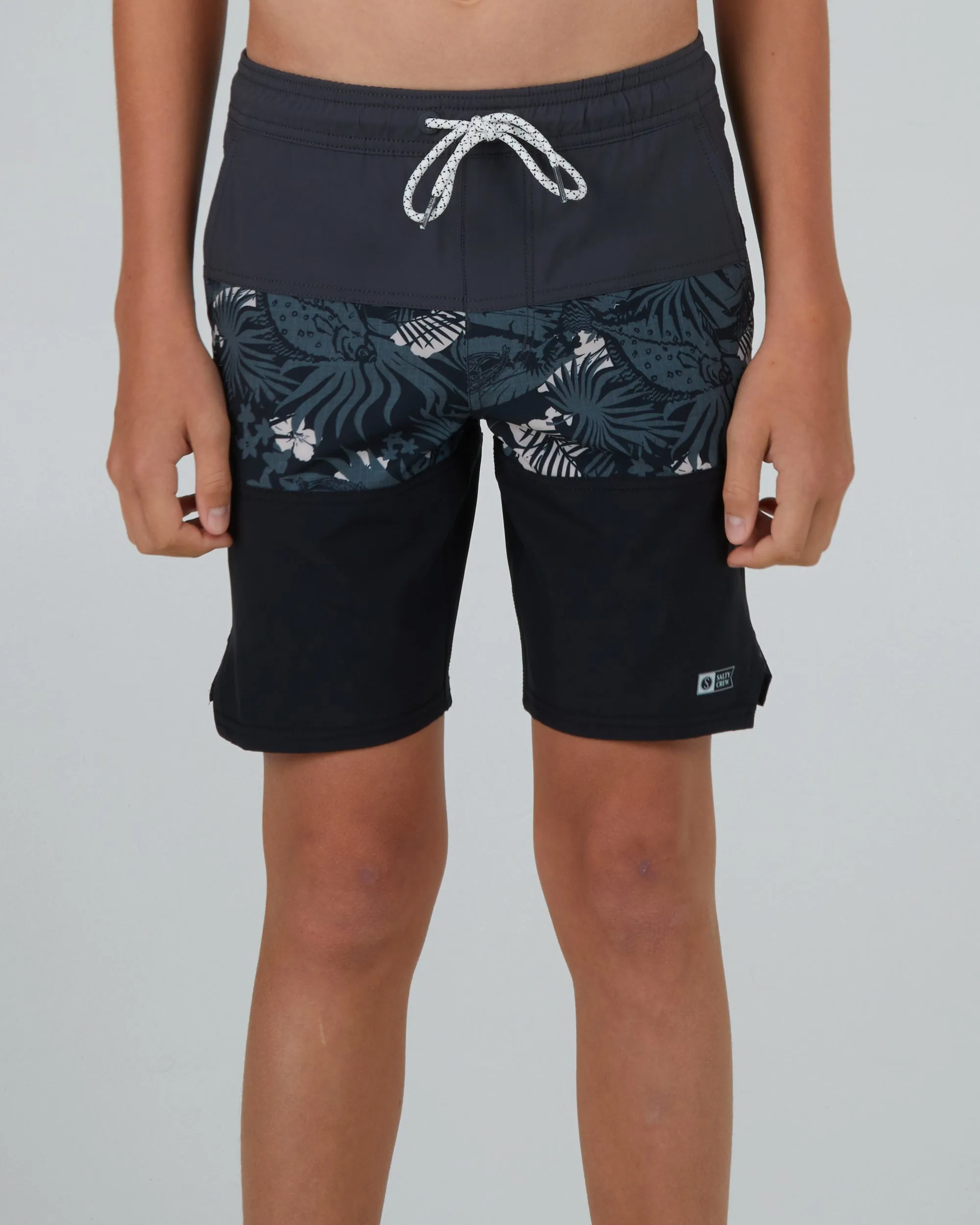 Beacons 2 Boys Elastic Boardshort - Charcoal