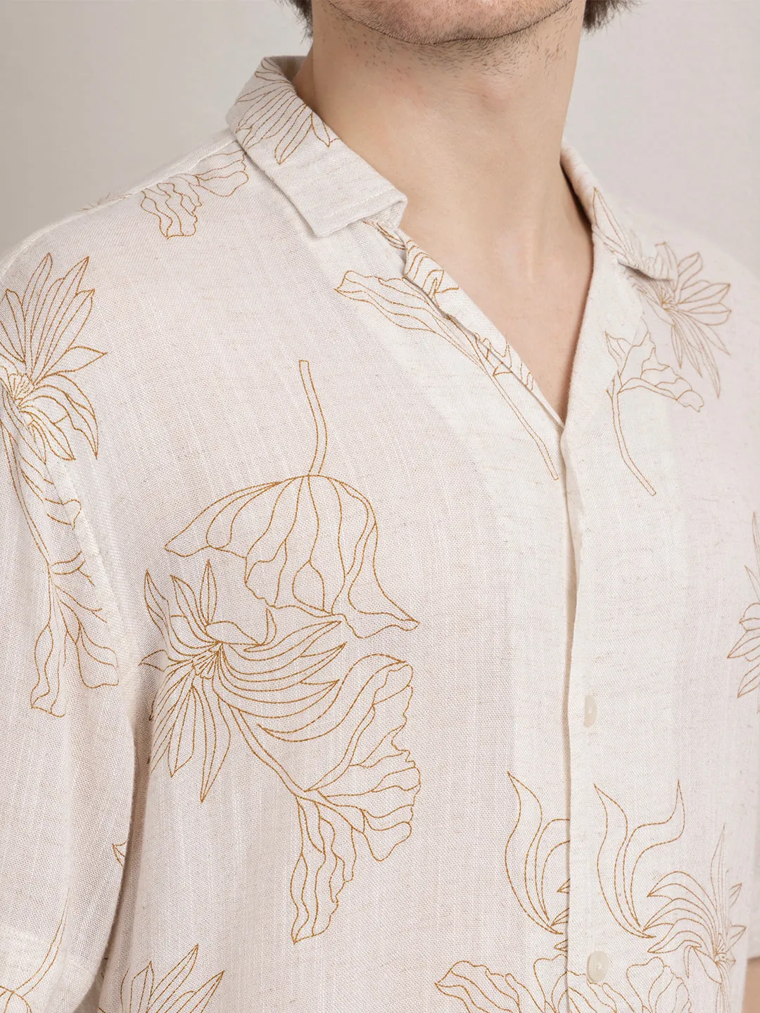 Beige Linen Resort Shirt