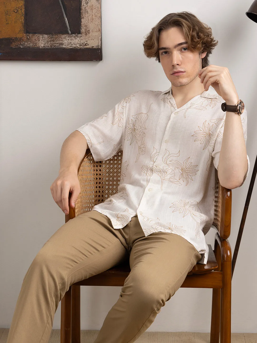 Beige Linen Resort Shirt