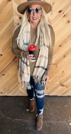 Beige Plaid Scarf