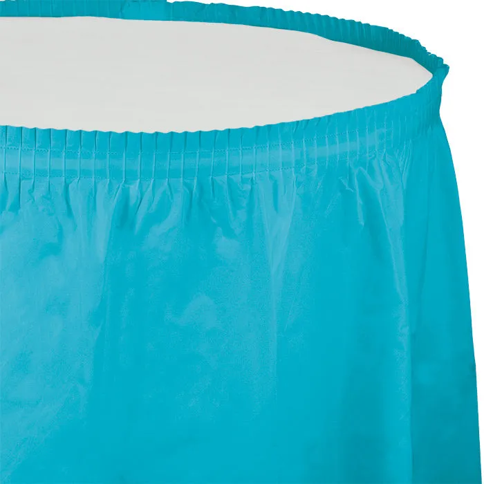 Bermuda Blue Plastic Tableskirt 14 ft x 29"