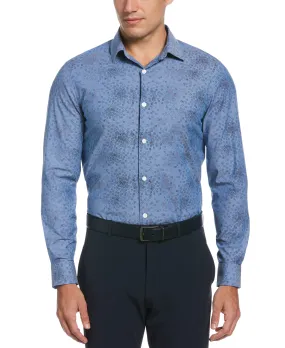 Big & Tall Chambray Square Print Stretch Shirt