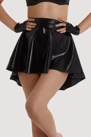 Black Latex Flippy Skirt