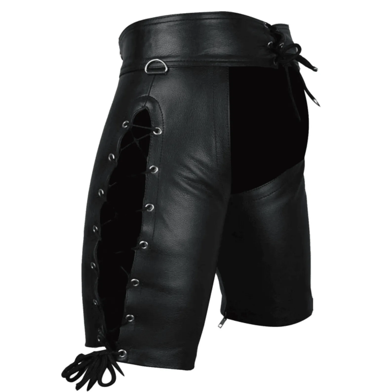 Black Leather Bondage Shorts with Jockstrap