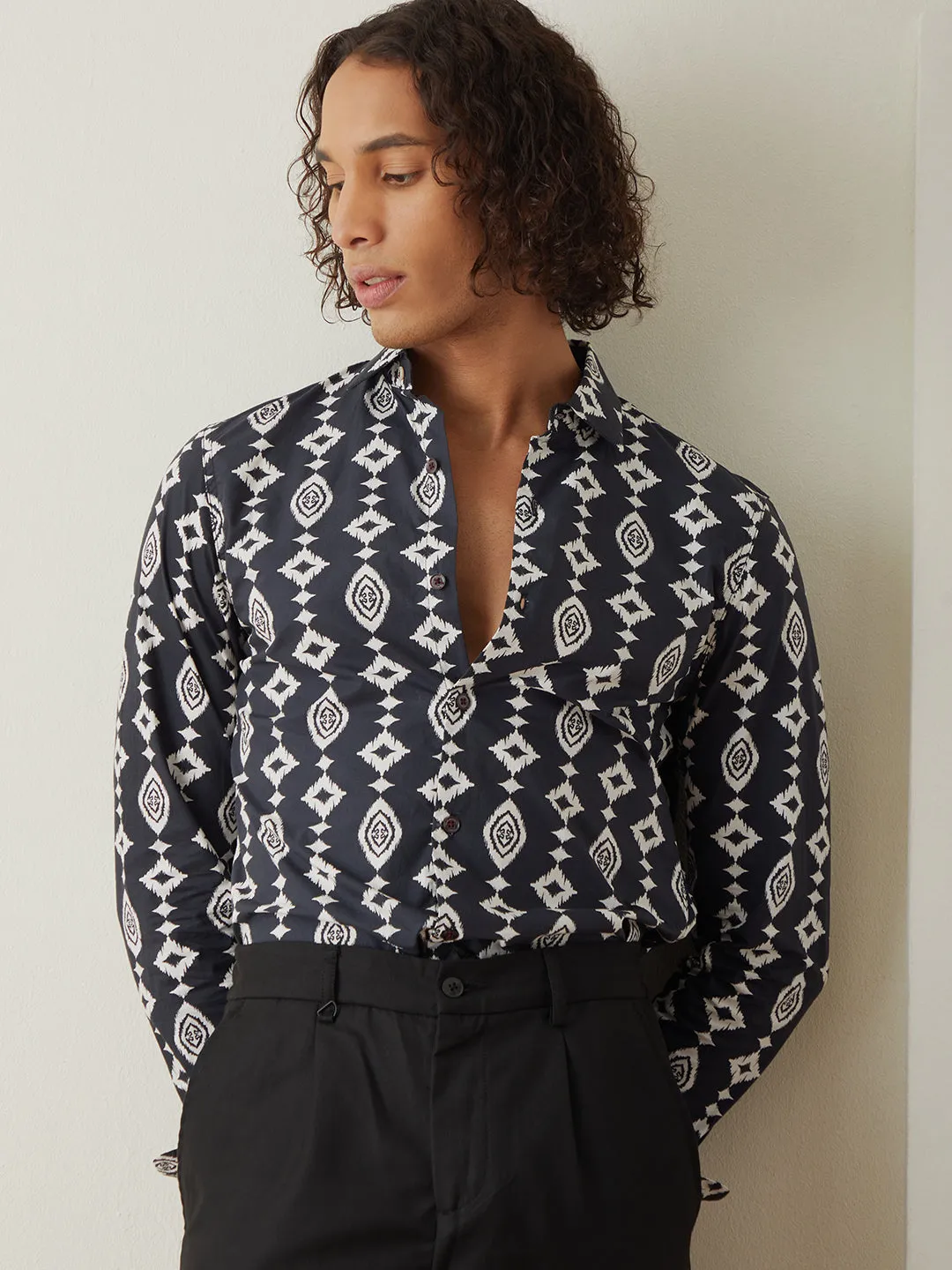 Black Printed Casual Shirt