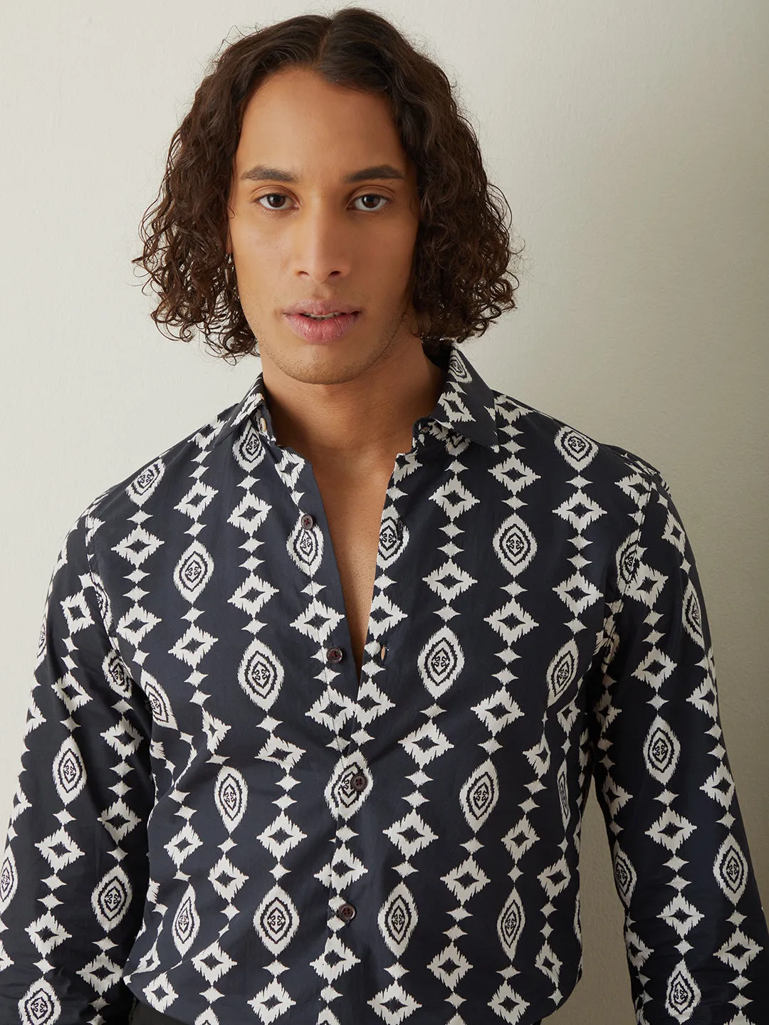 Black Printed Casual Shirt