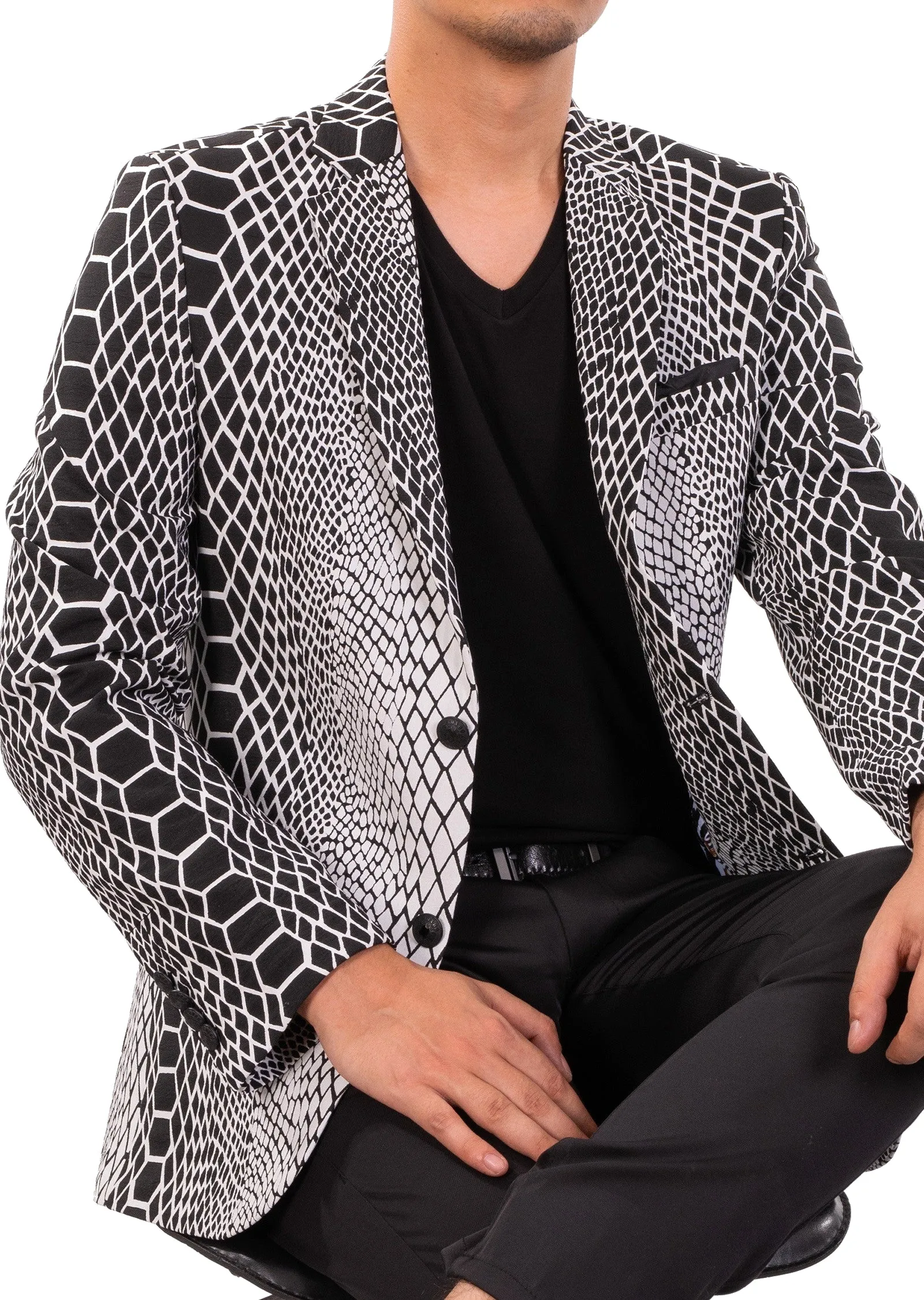 Black Snake Skin Jacquard Blazer