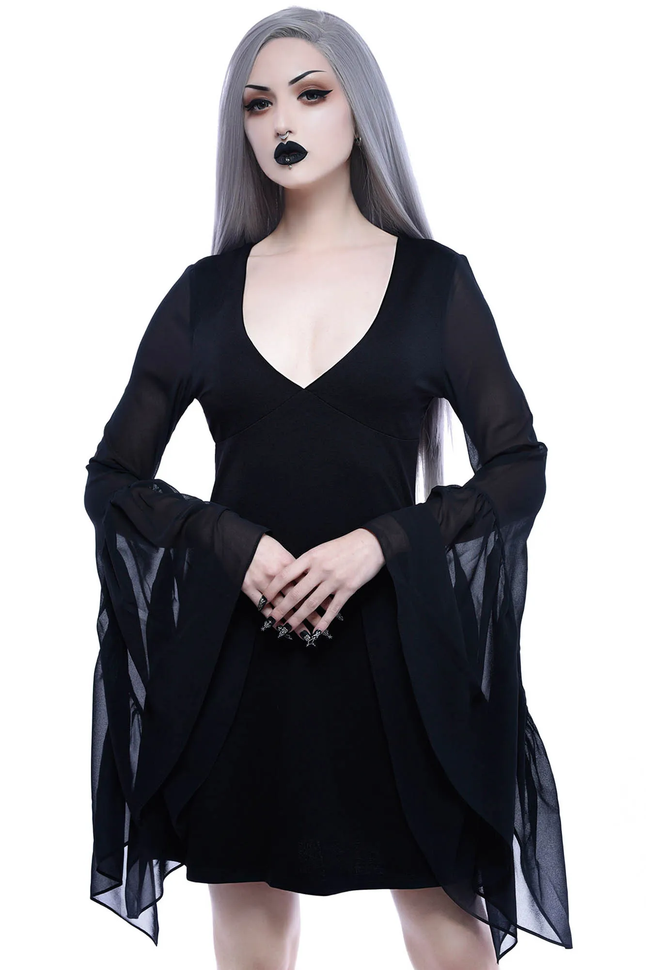 Black Veil Chiffon Dress