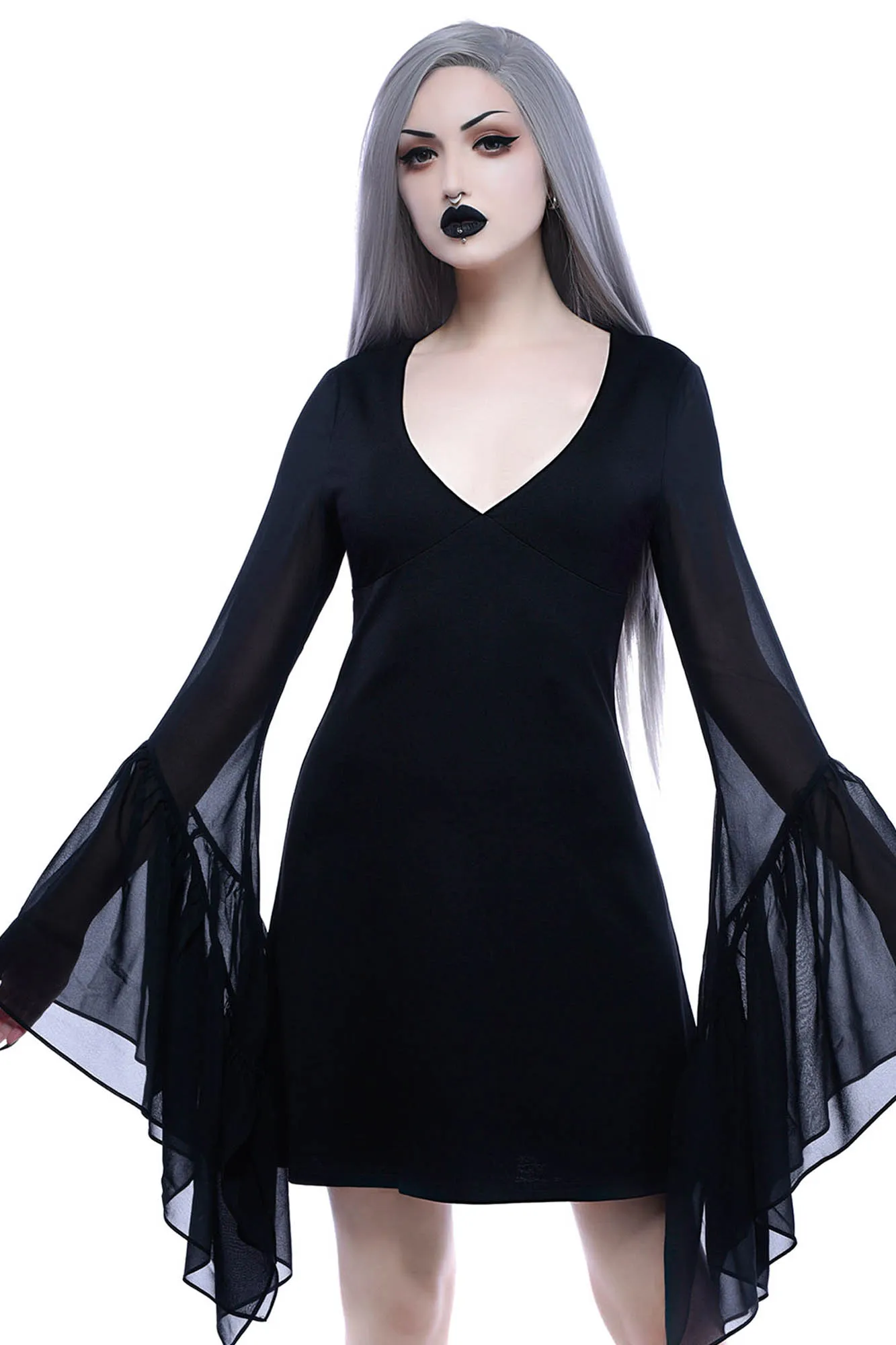 Black Veil Chiffon Dress