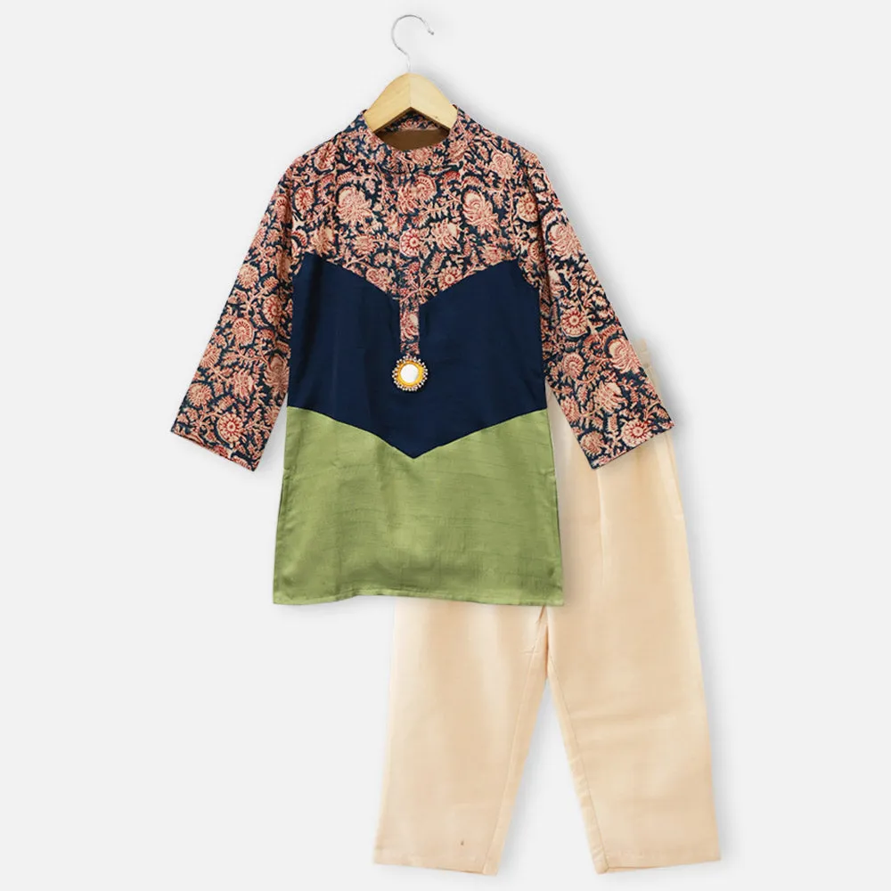 Blue Kalamkari Kurta With Pajama