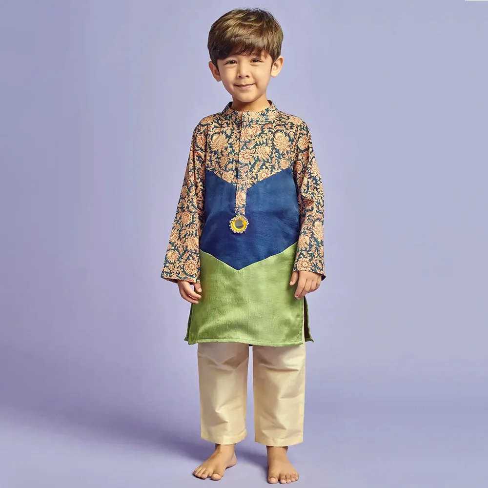 Blue Kalamkari Kurta With Pajama