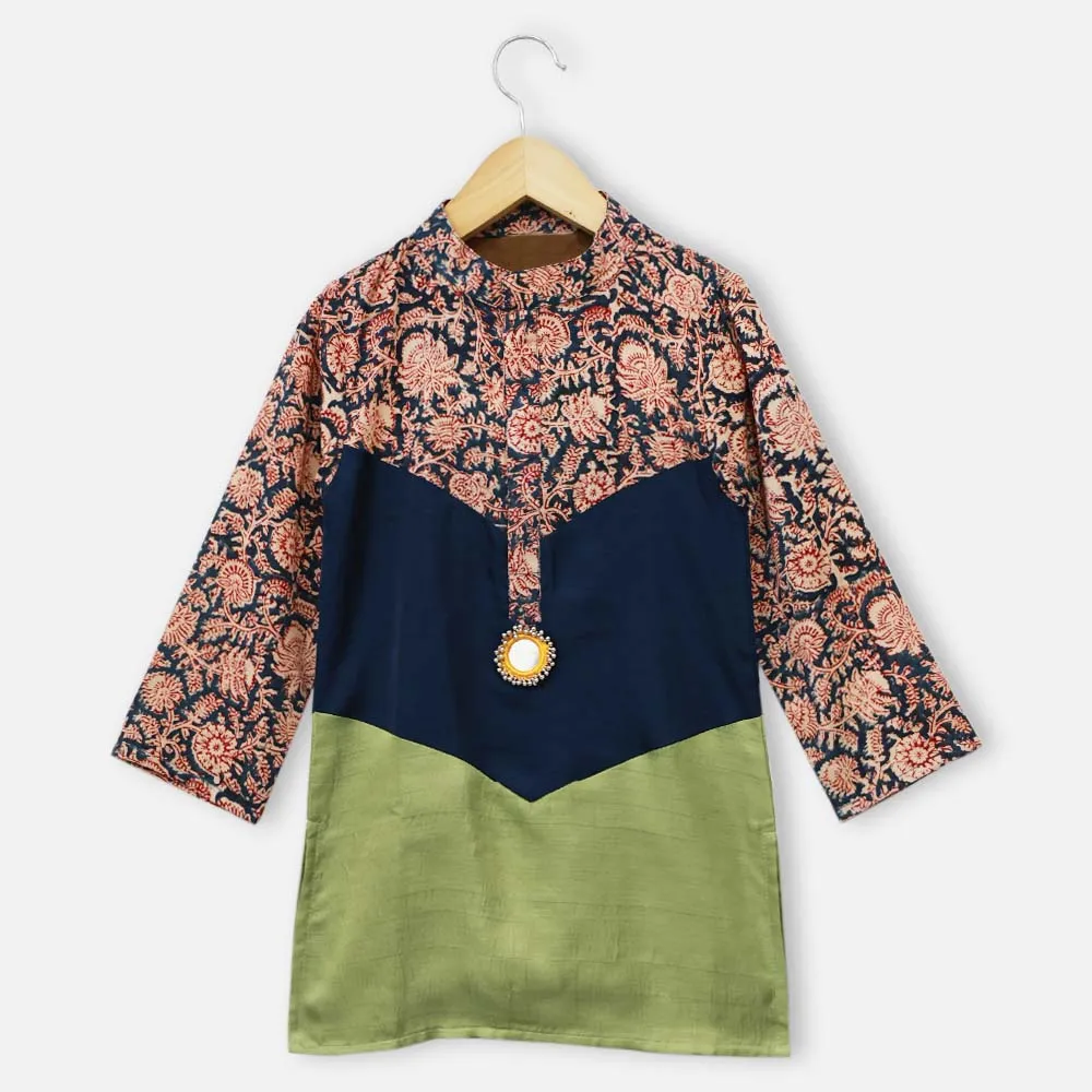 Blue Kalamkari Kurta With Pajama