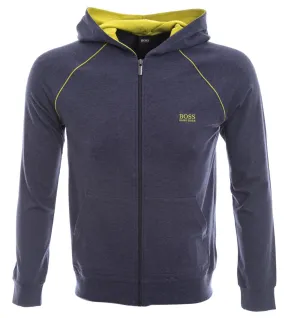 BOSS Mix & Match Jacket H Hooded Sweatshirt in Navy Marl & Lime Green Trim