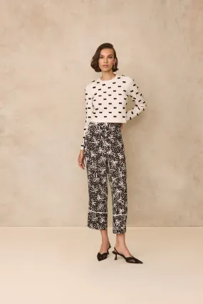 Bow Printed Crepe Paige Pant